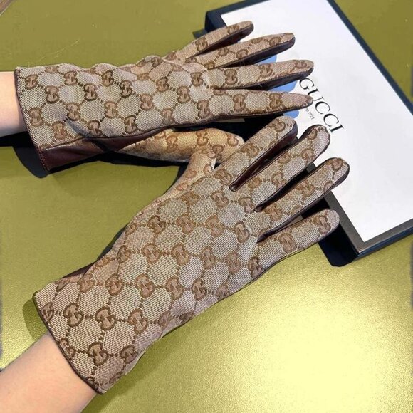 Gucci Brown GG Monogram Gloves - Picture 9 of 9